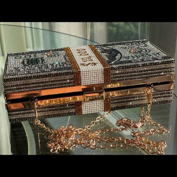 Money Clutch Purse Bling Handbag - Picture 3 of 9